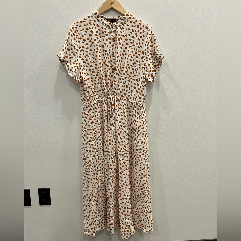Shein Animal Print Short Sleeve Button Down Maxi Dress